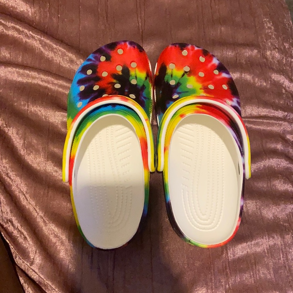 Tye dye Crocs